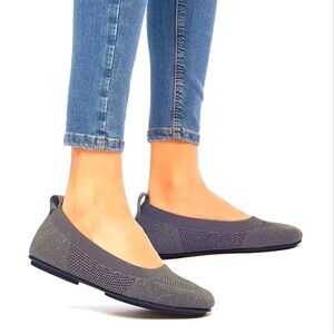 Fitflop Allegro Airyknit Ballet Flats Womens 9 Slip On Shoes Lightweight Gray